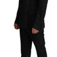 Elegant Black Striped Slim Fit Two-Piece Suit