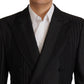 Elegant Black Striped Slim Fit Two-Piece Suit