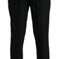 Elegant Black Striped Slim Fit Two-Piece Suit