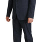 Elegant Dark Blue Cotton Three Piece Martini Suit