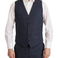 Elegant Dark Blue Cotton Three Piece Martini Suit