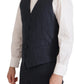 Elegant Dark Blue Cotton Three Piece Martini Suit