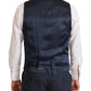 Elegant Dark Blue Cotton Three Piece Martini Suit