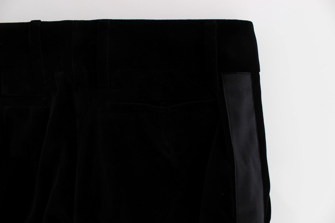 Elegant Black Wide Leg Silk Blend Pants