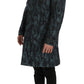 Blue Camouflage Trench Coat Elegance