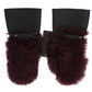 Elegant Black & Bordeaux Leather Gloves