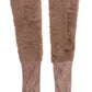 Elegant Beige Suede Elbow-Length Gloves