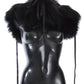 Elegant Black Fox Fur Silk Shoulder Wrap