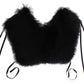 Elegant Black Fox Fur Silk Shoulder Wrap