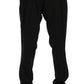 Elegant Black Striped Straight Fit Dress Pants