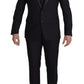 Elegant Black Three-Piece Wool Blend Suit