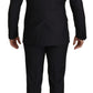 Elegant Black Three-Piece Wool Blend Suit