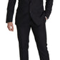 Elegant Black Three-Piece Wool Blend Suit