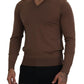 Elegant Virgin Wool V-Neck Pullover Sweater