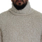 Elegant Cream Turtleneck Wool Blend Sweater