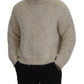 Elegant Cream Turtleneck Wool Blend Sweater