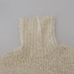 Elegant Cream Turtleneck Wool Blend Sweater