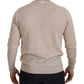 Elegant Beige Crewneck Wool Sweater