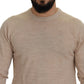 Elegant Beige Crewneck Wool Sweater