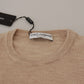 Elegant Beige Crewneck Wool Sweater