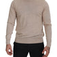 Elegant Beige Crewneck Wool Sweater