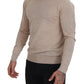 Elegant Beige Crewneck Wool Sweater