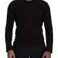 Elegant Brown Crewneck Cotton Sweater