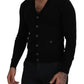 Elegant Wool Buttoned Black Cardigan