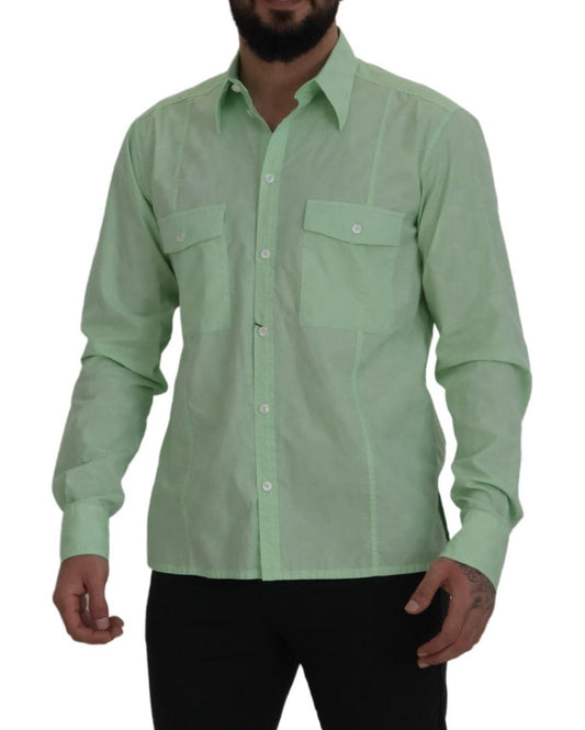 Mint Green Slim Fit Casual Button-Down Shirt