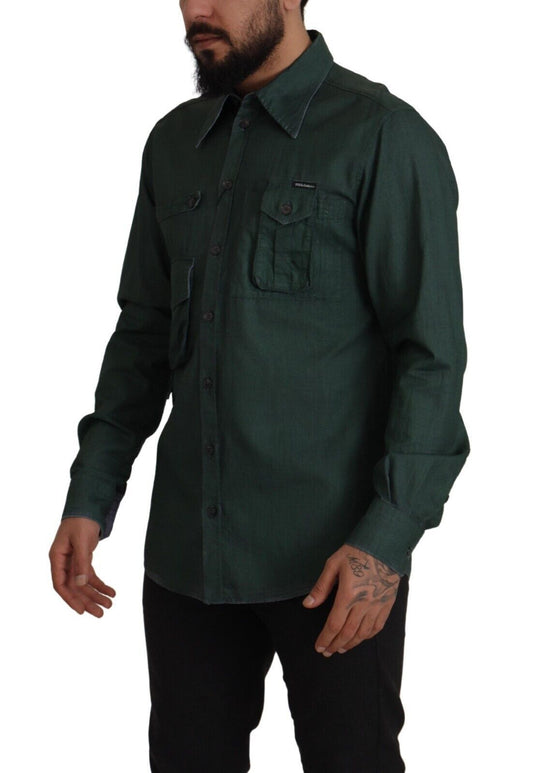 Emerald Elegance Slim Fit Casual Shirt