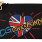 Black Leather #DGLovesLondon Women Cardholder Coin Case  Wallet
