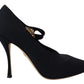 Chic Black Mary Jane Sock Pumps with Crystals