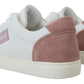 Chic White Pink Leather Low-Top Sneakers