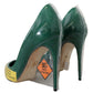 Emerald Elegance Leather Heels Pumps