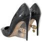 Elegant Black Gold Detail Heels Pumps