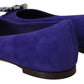 Embellished Crystal Purple Suede Flats