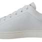 Elegant White Leather Men's Sneakers