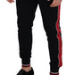 Elegant Black Jogging Sweatpants with Red Detail