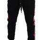 Elegant Black Jogging Sweatpants with Red Detail