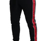 Elegant Black Jogging Sweatpants with Red Detail