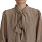 Elegant Silk Ascot Collar Blouse