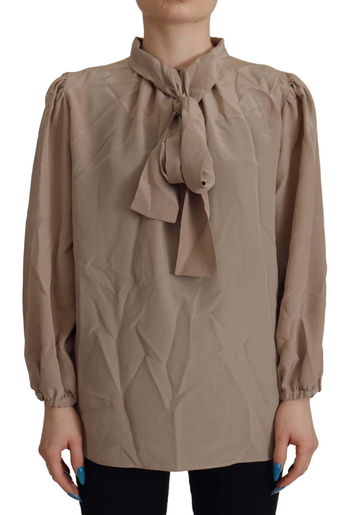 Elegant Silk Ascot Collar Blouse