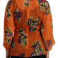 Elegant Floral Silk Blouse with Back Zipper