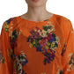 Elegant Floral Silk Blouse with Back Zipper