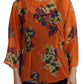 Elegant Floral Silk Blouse with Back Zipper