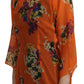 Elegant Floral Silk Blouse with Back Zipper