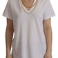 Stunning V-Neckline Logo Embellished Tee