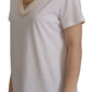 Stunning V-Neckline Logo Embellished Tee