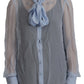 Elegant Silk Ascot Collar Blouse in Light Blue