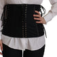 Elegant Black Corset Waist Strap Top